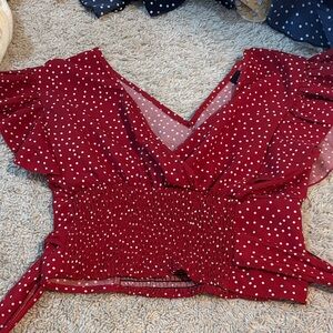 Red Polka Dot Women's Top